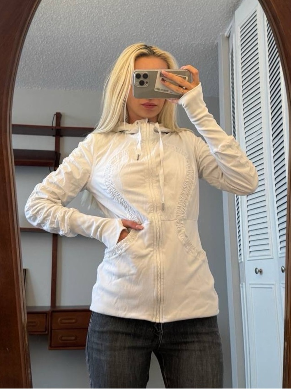 lululemon athletica White Hooded Zip-Up Jacket